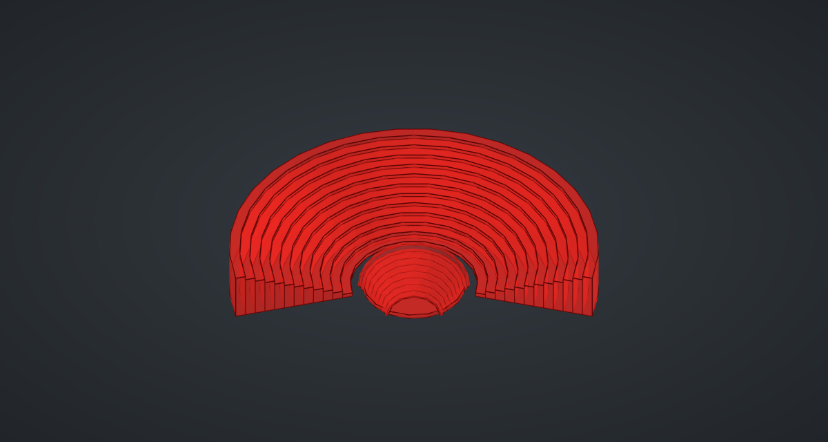 The red preview of the amphitheatre
