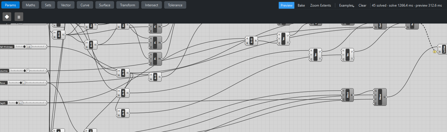 The auxetic lattice definition on the canvas