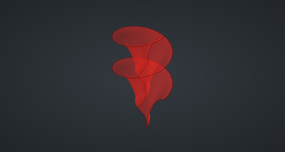 The red preview of Dini’s surface