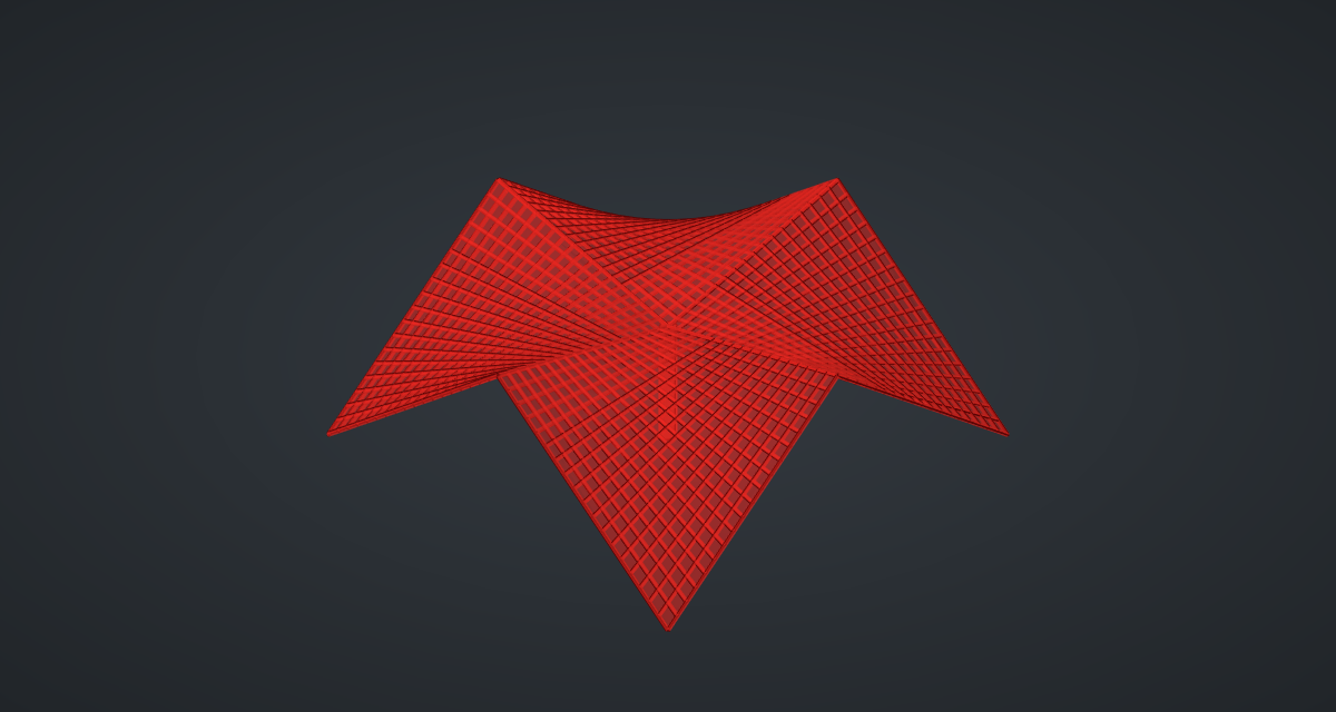 The red preview of the hypar umbrella