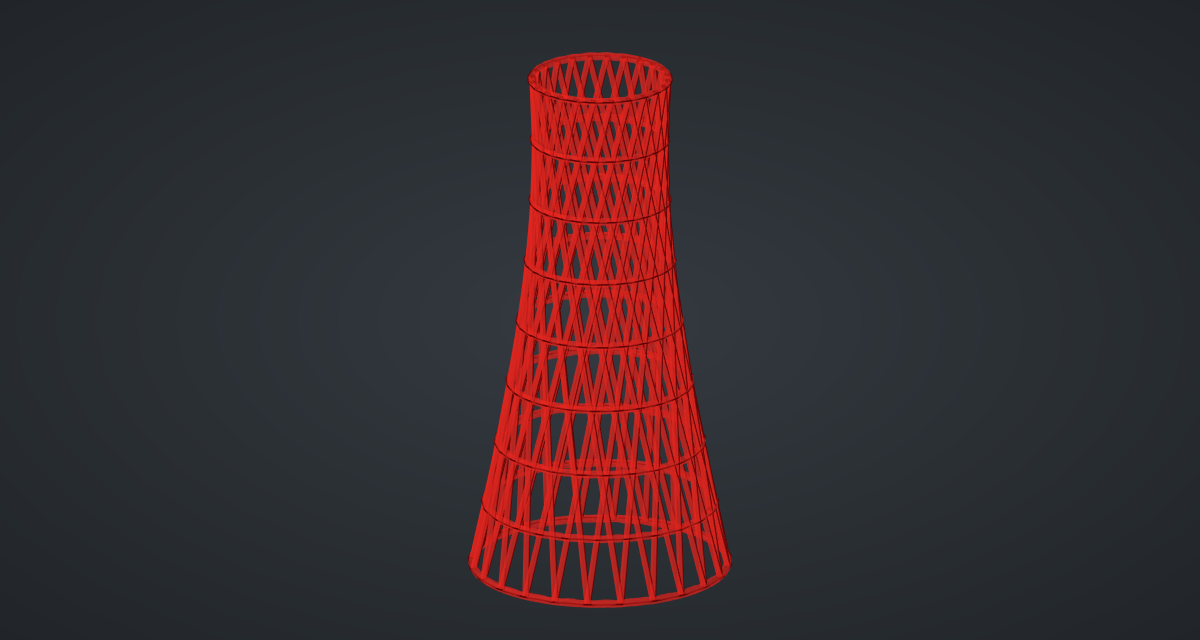 The red preview of the hyperboloid tower