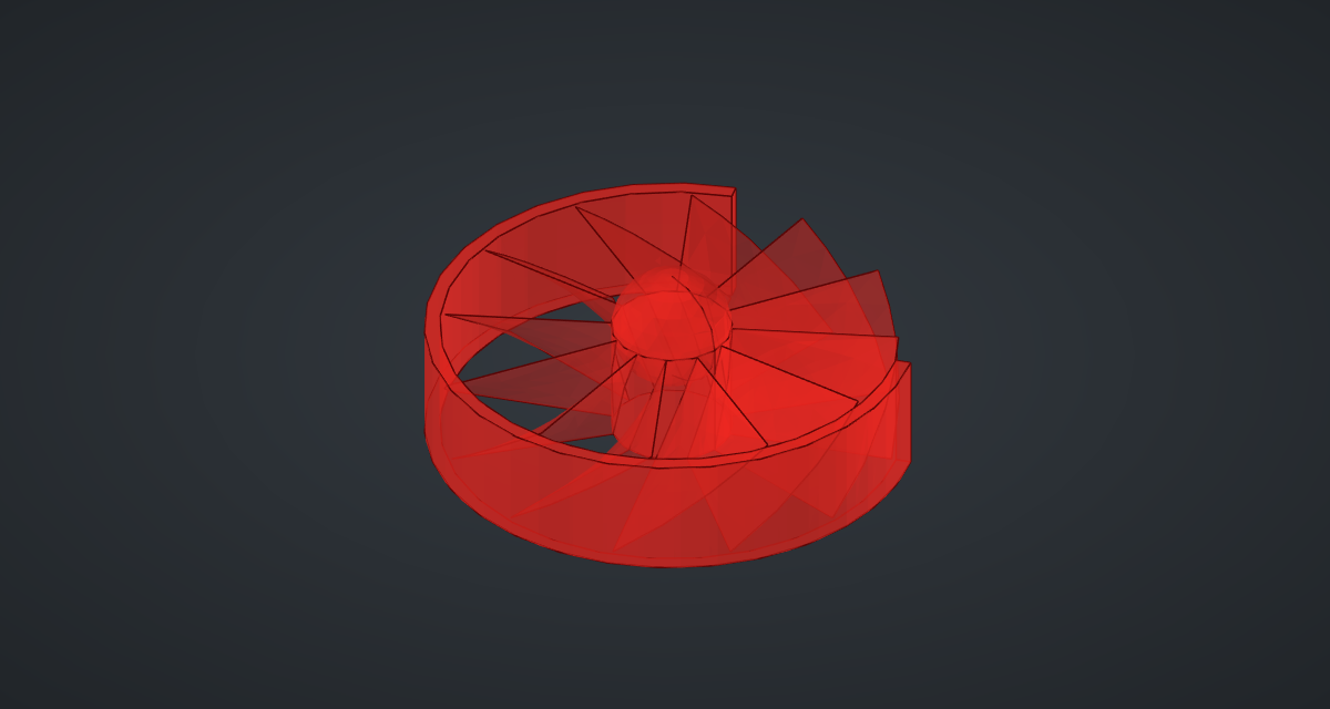 The red preview of the impeller