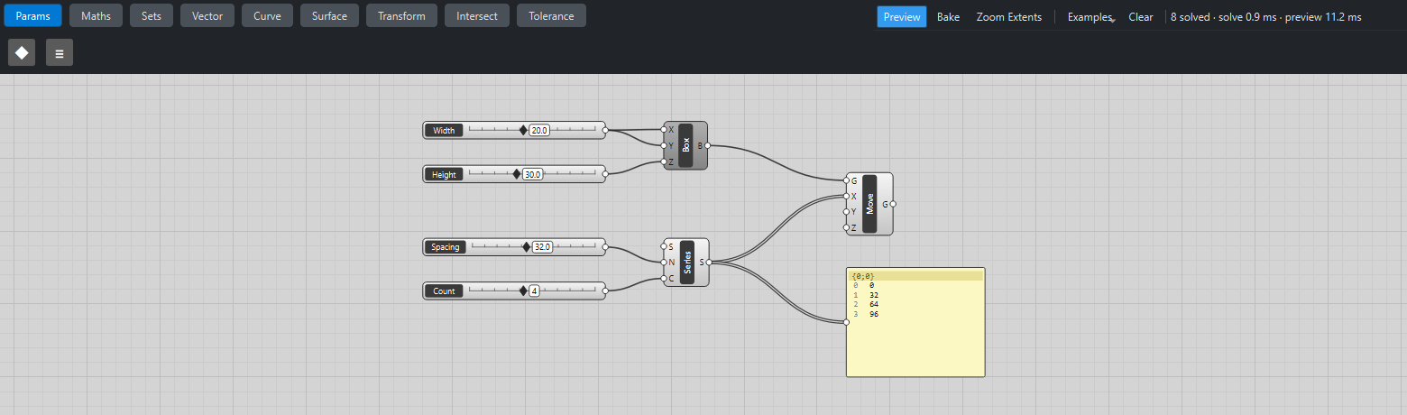 A definition with sliders