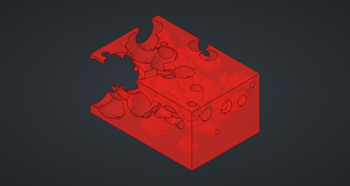The red preview of the carved monolith