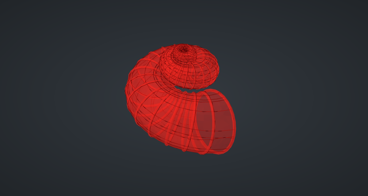 The red preview of the spiral shell