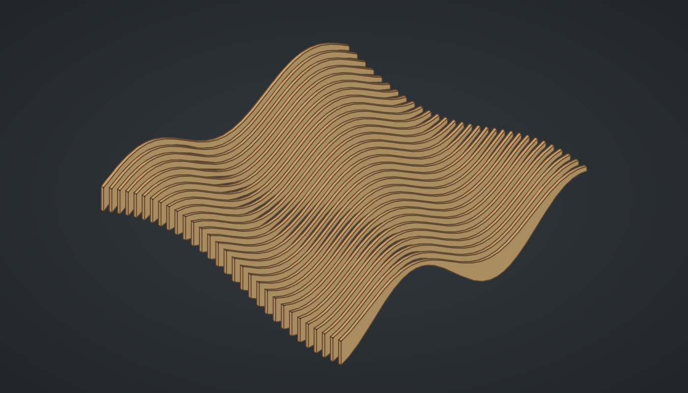 Slatted wave ceiling
