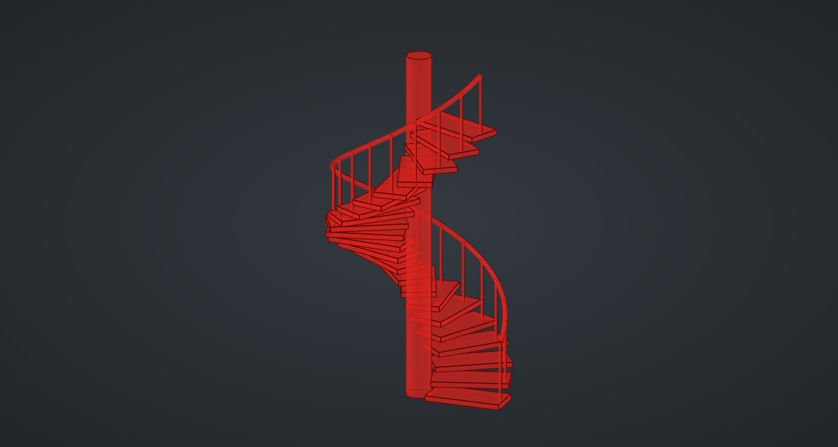 The red preview of the spiral staircase