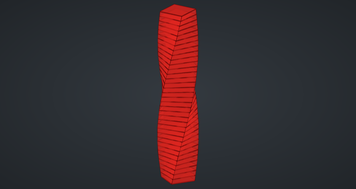 The red preview of the twisted tower