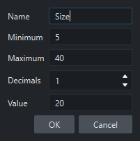The slider editor with Name