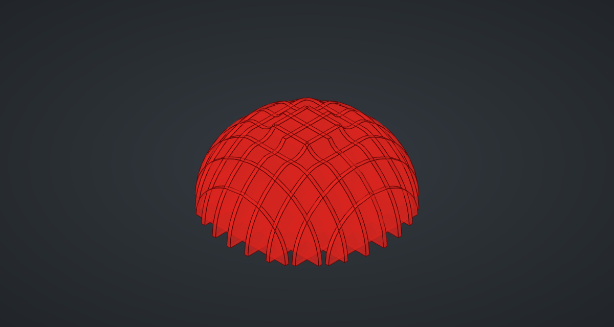 The red preview of the waffle dome
