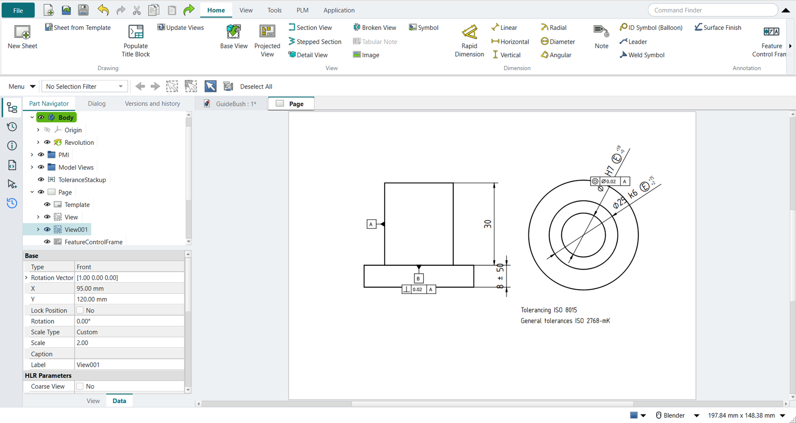 The drawing made from the PMI
