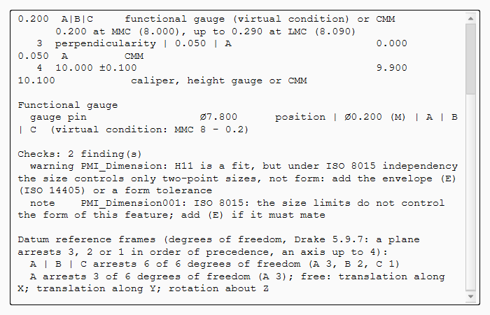 The datum reference frames in the Inspection Plan