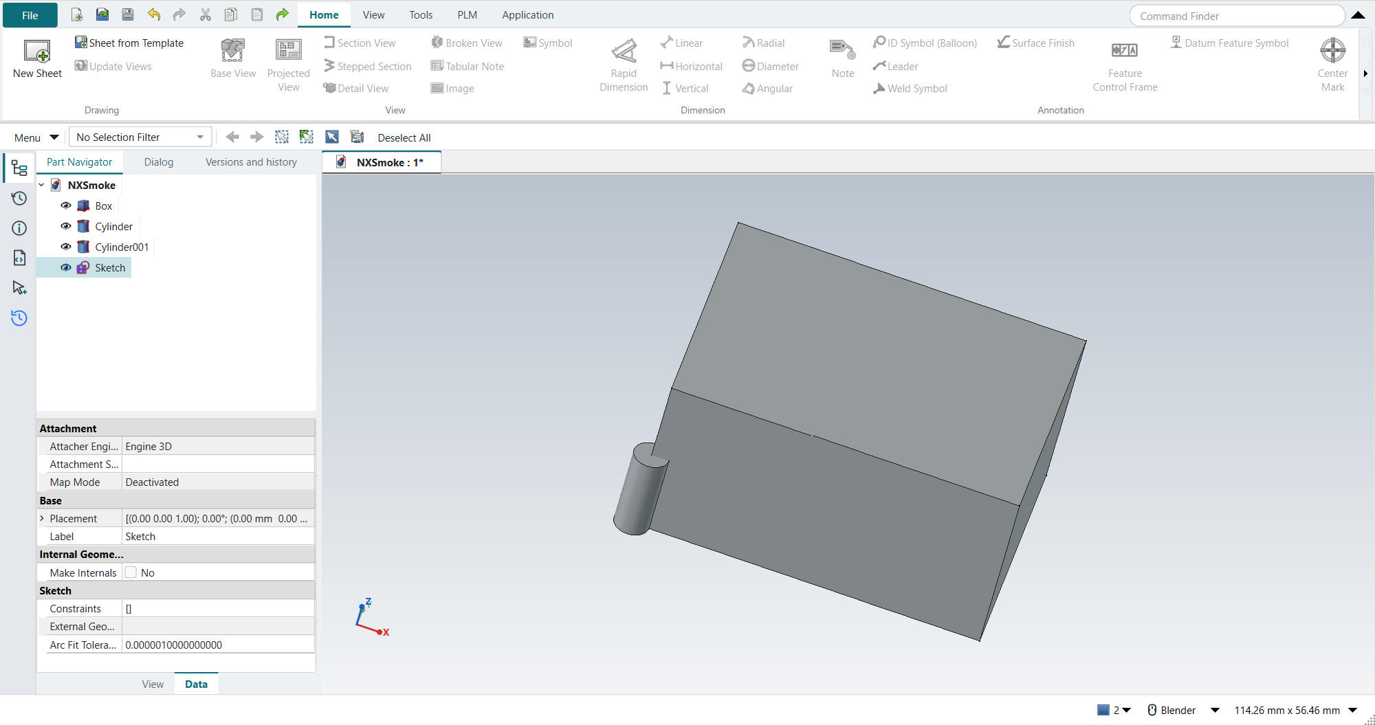 The Drafting application with its Home tab