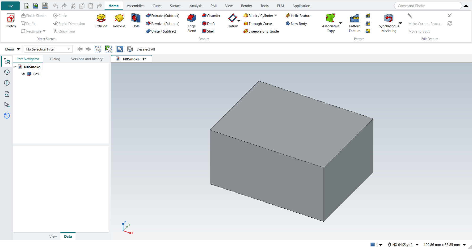 The NX-Style window in the Modeling application